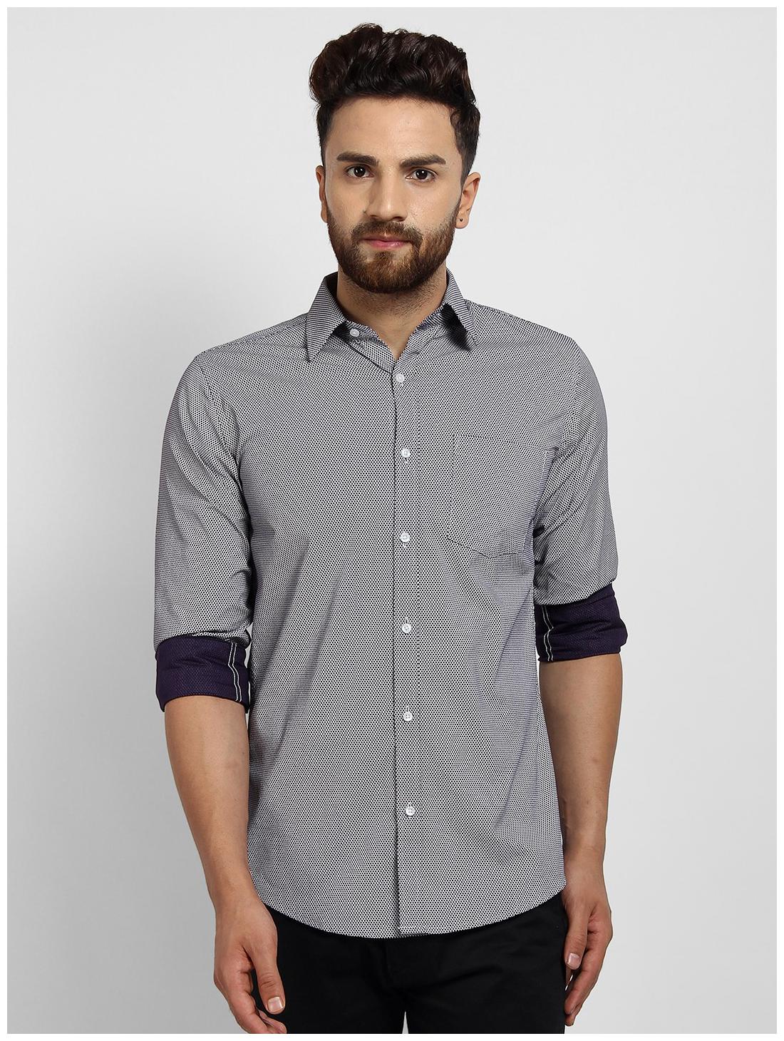 

cape canary Men Grey Printed Regular Fit Casual Shirt