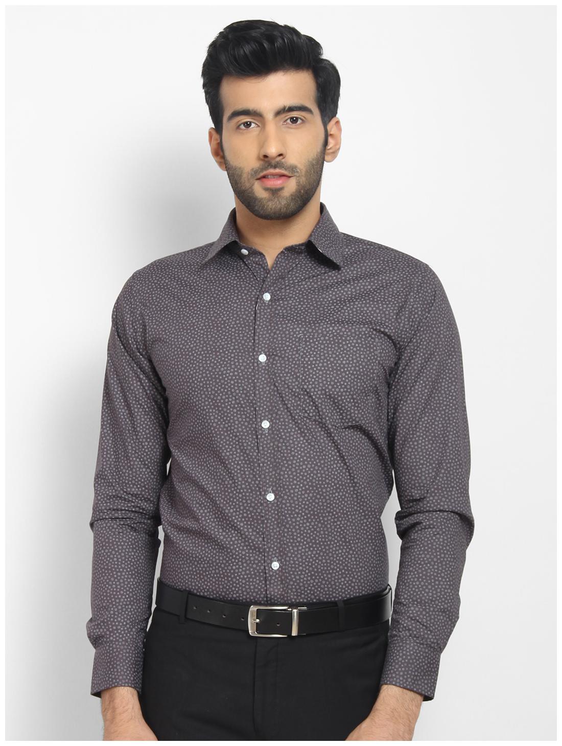 

cape canary Men Grey Printed Regular Fit Casual Shirt