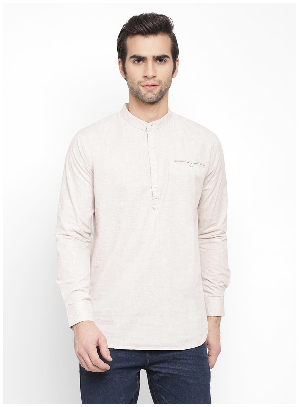 

cape canary Men Cream Regular Fit Kurta