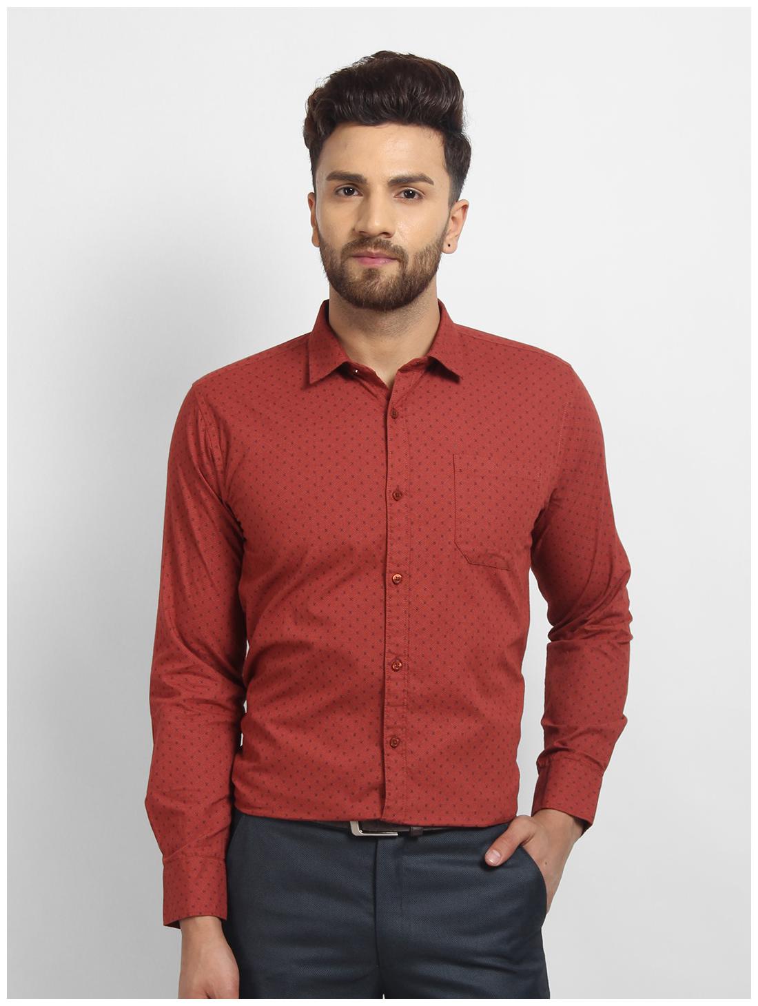 

cape canary Men Red Printed Regular Fit Casual Shirt