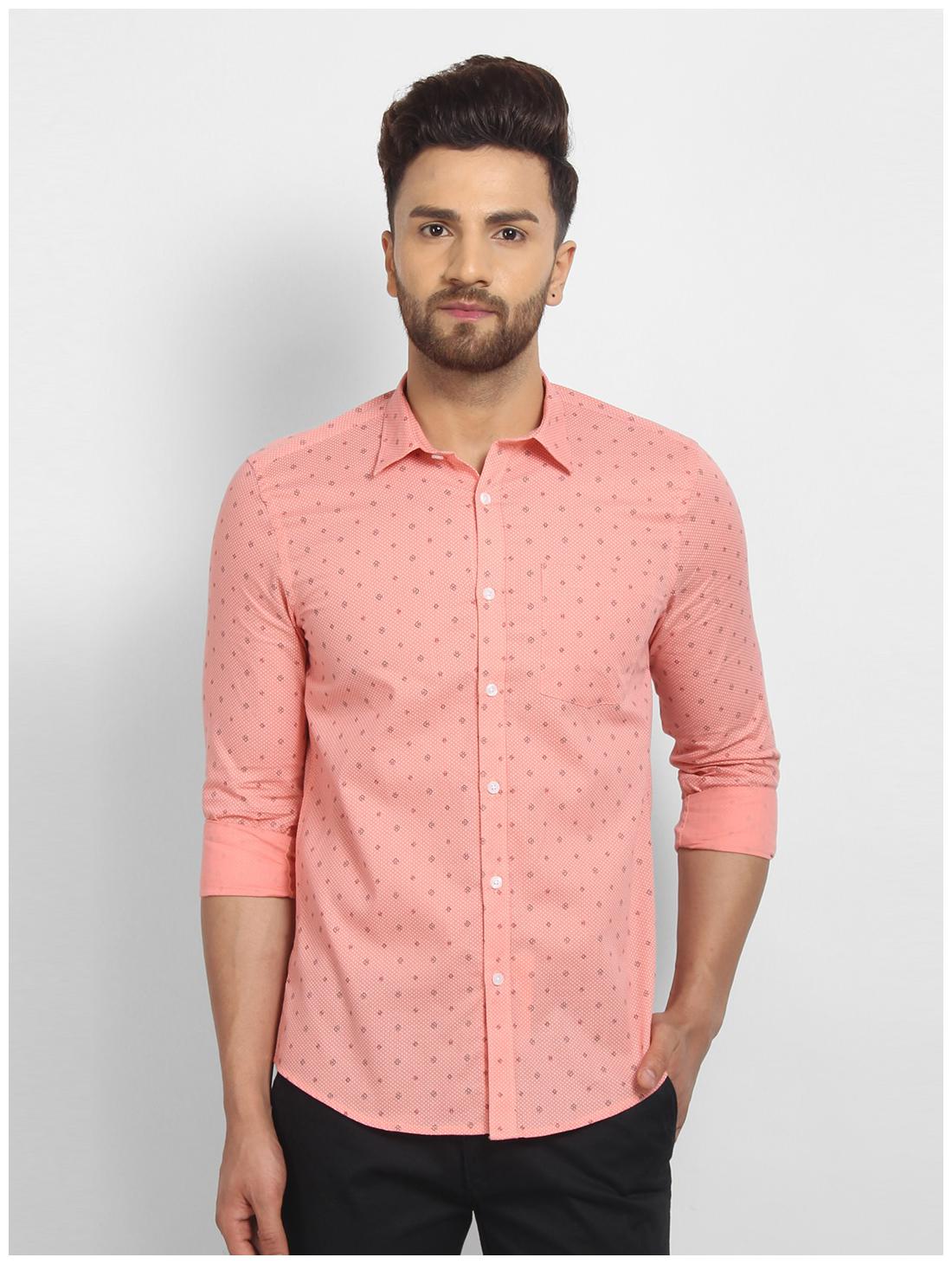 

cape canary Men Pink Printed Regular Fit Casual Shirt