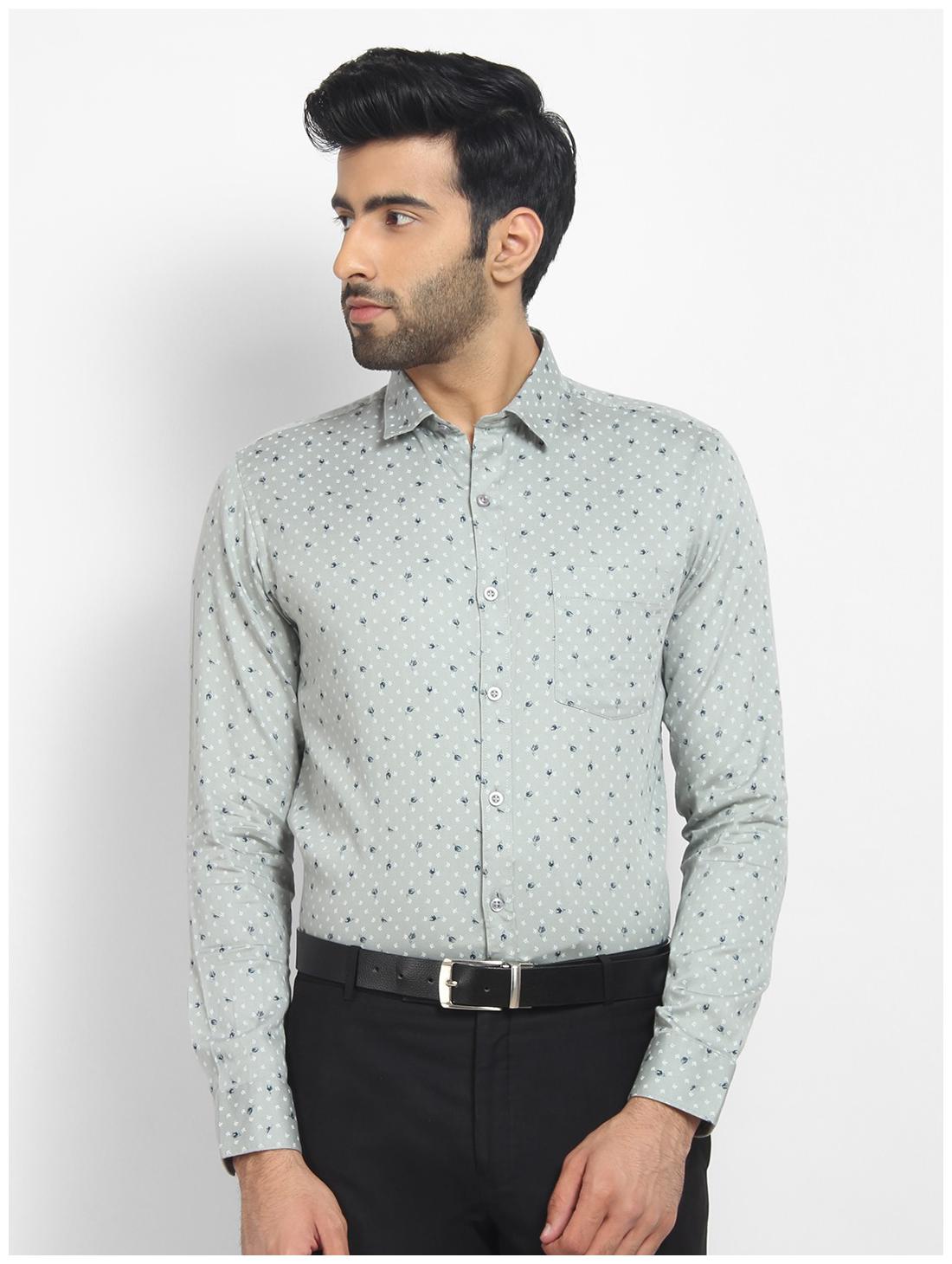 

cape canary Men Grey Printed Regular Fit Casual Shirt