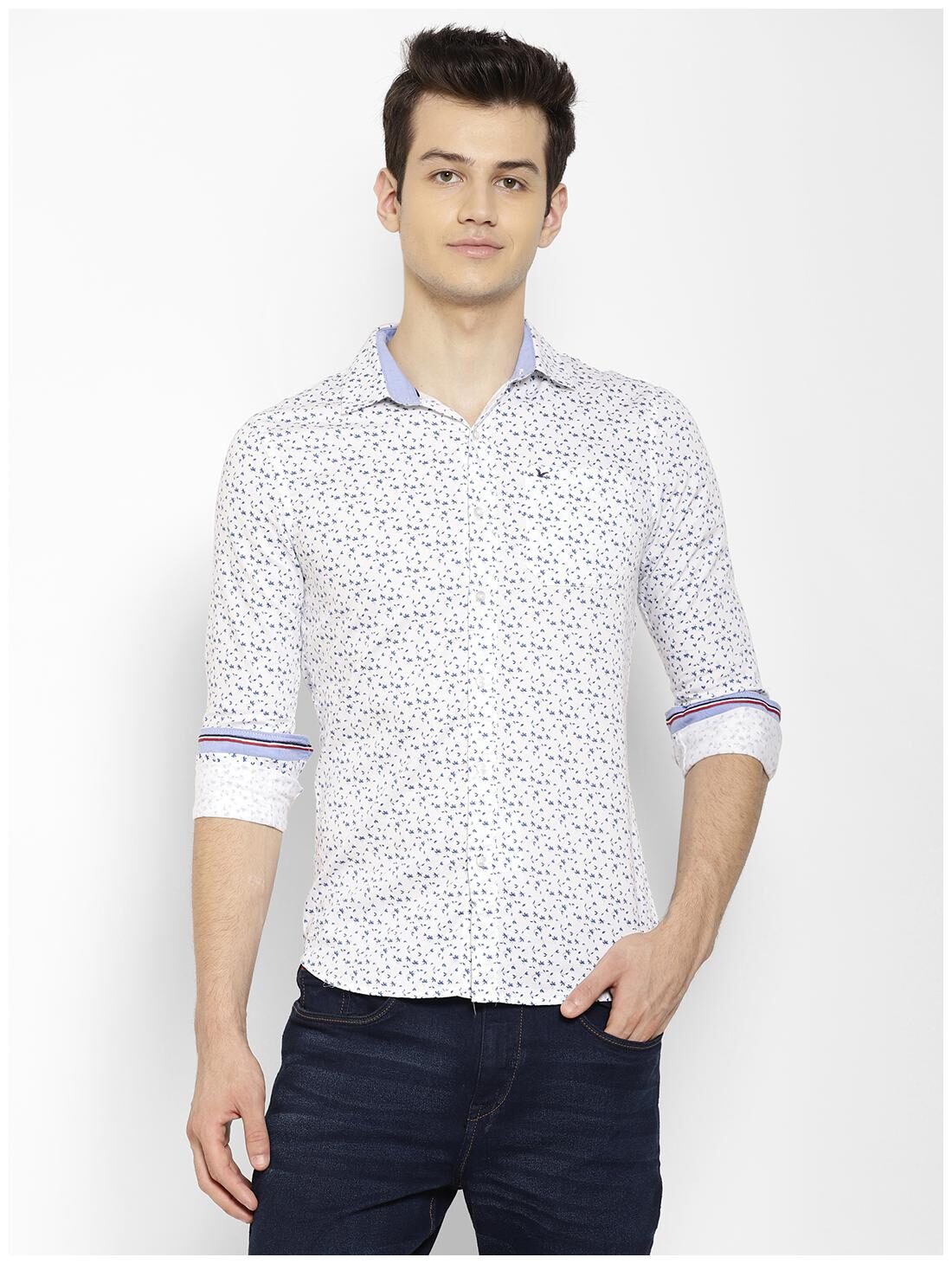 

cape canary Men White Printed Regular Fit Casual Shirt