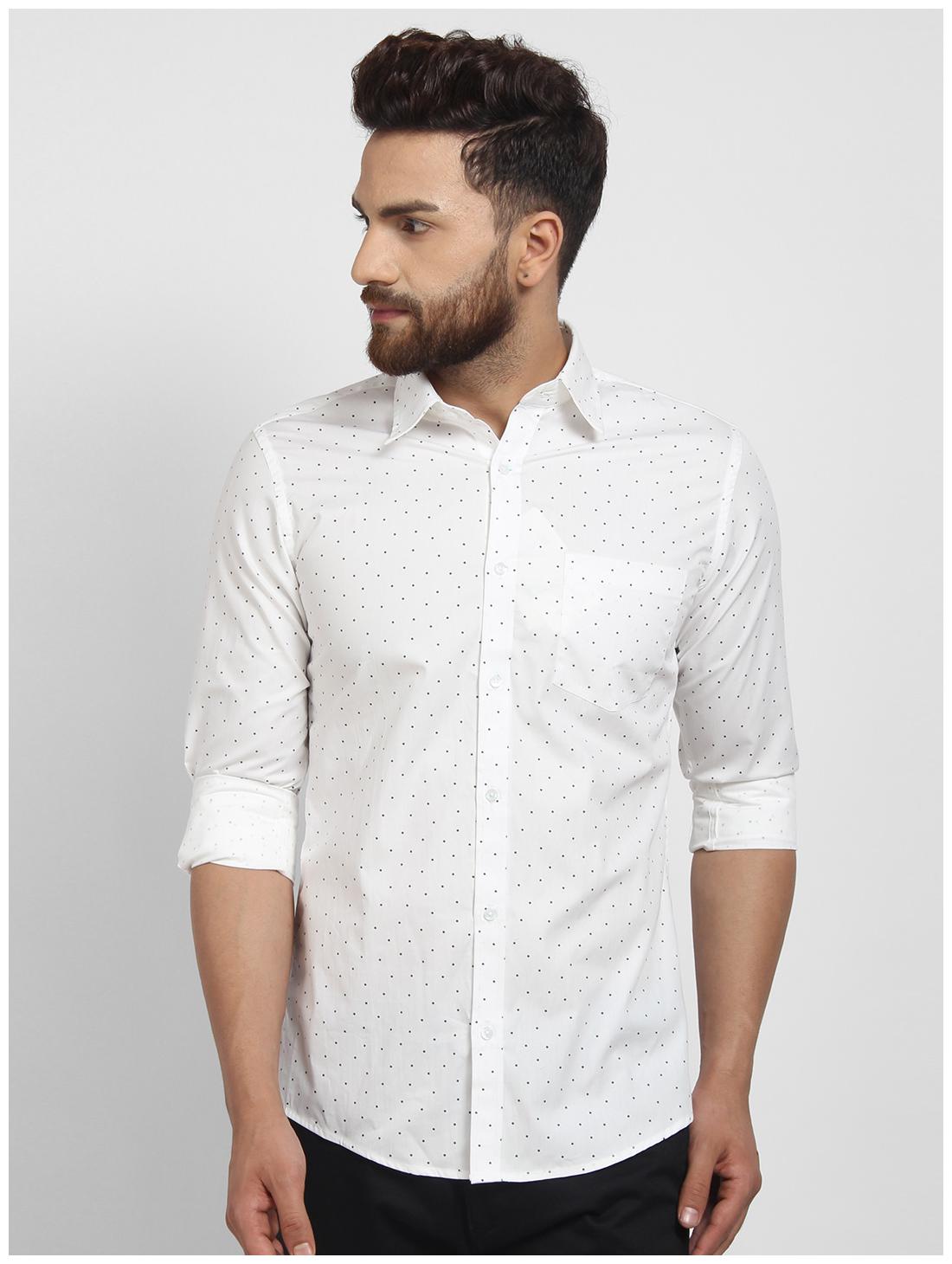 

cape canary Men White Printed Regular Fit Casual Shirt