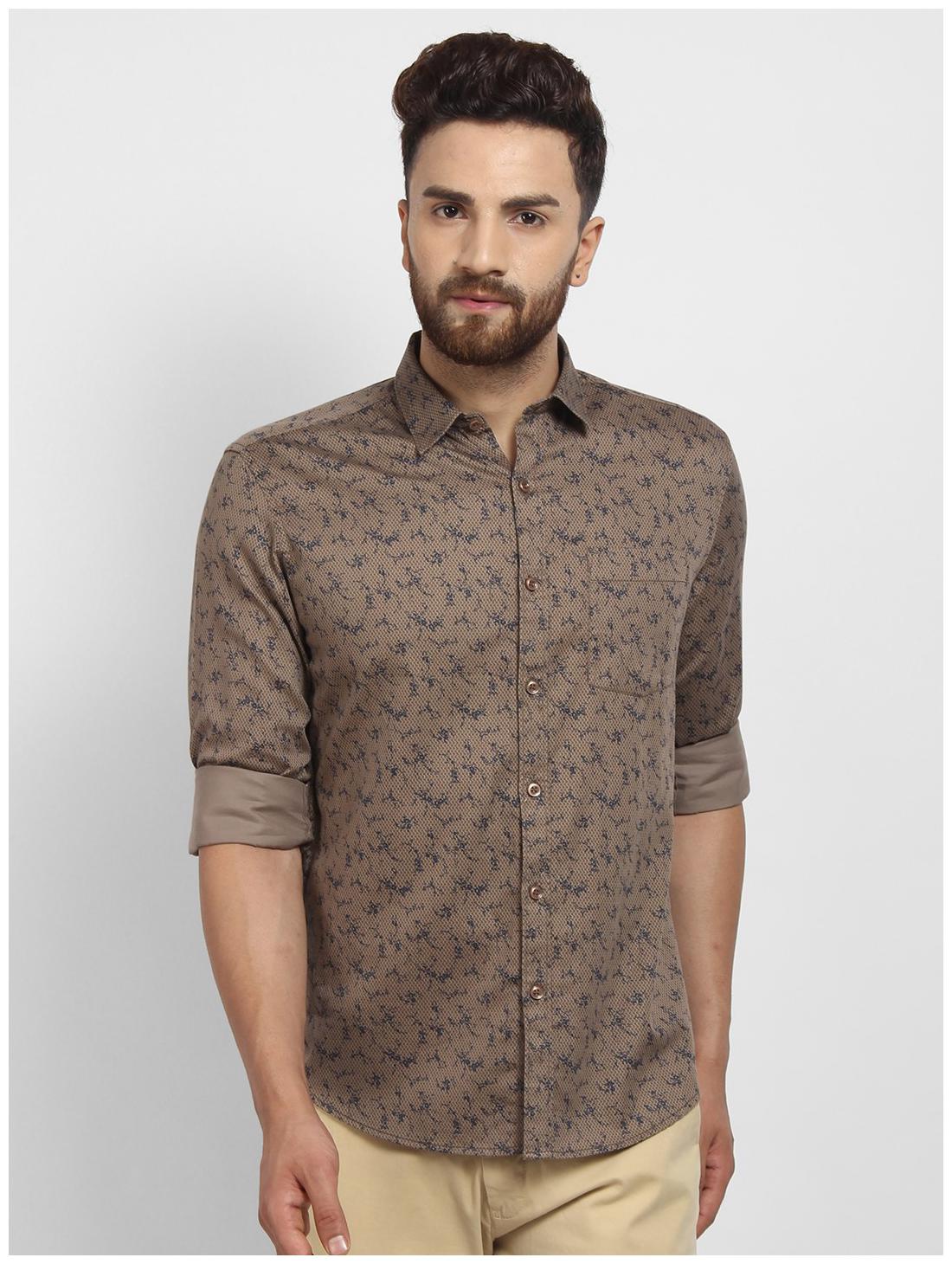 

cape canary Men Brown Printed Regular Fit Casual Shirt