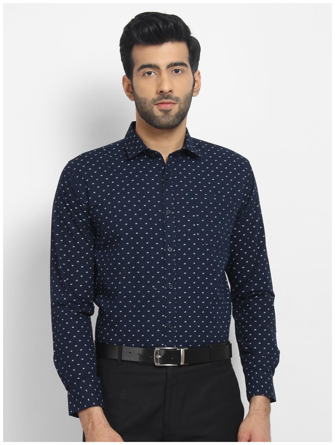 

cape canary Men Blue Printed Regular Fit Casual Shirt