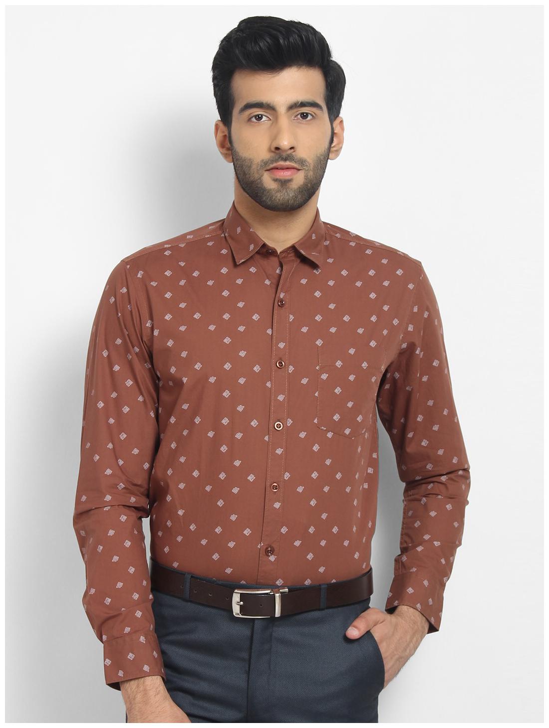 

cape canary Men Brown Printed Regular Fit Casual Shirt