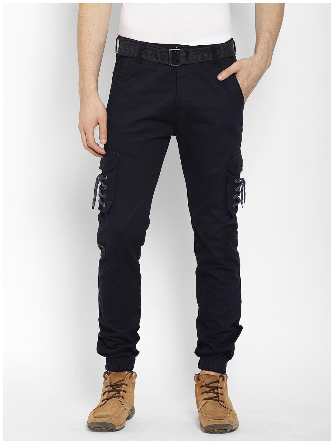 

cape canary Men Navy blue Solid Slim fit Travel friendly Cargos