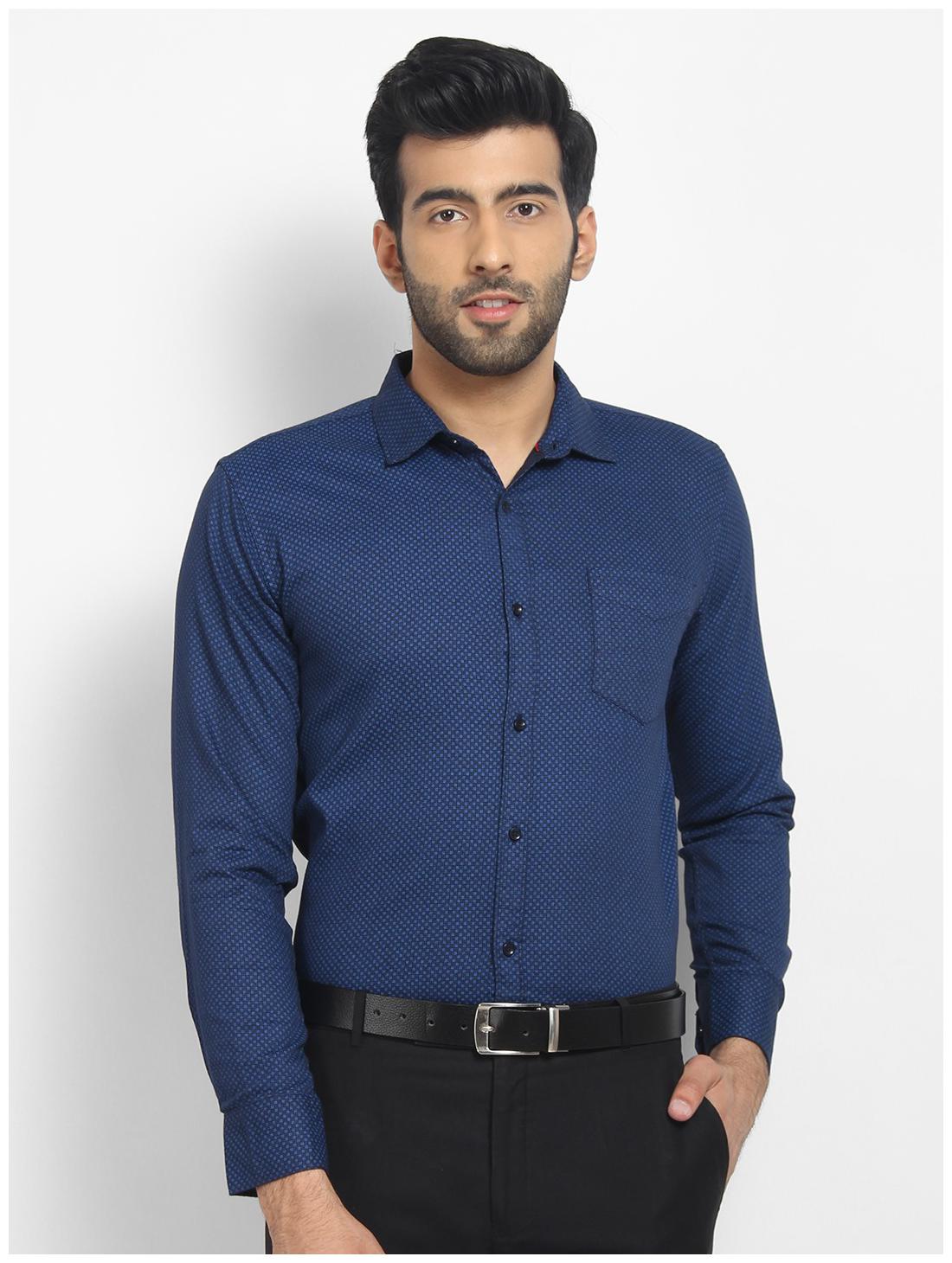 

cape canary Men Blue Printed Regular Fit Casual Shirt