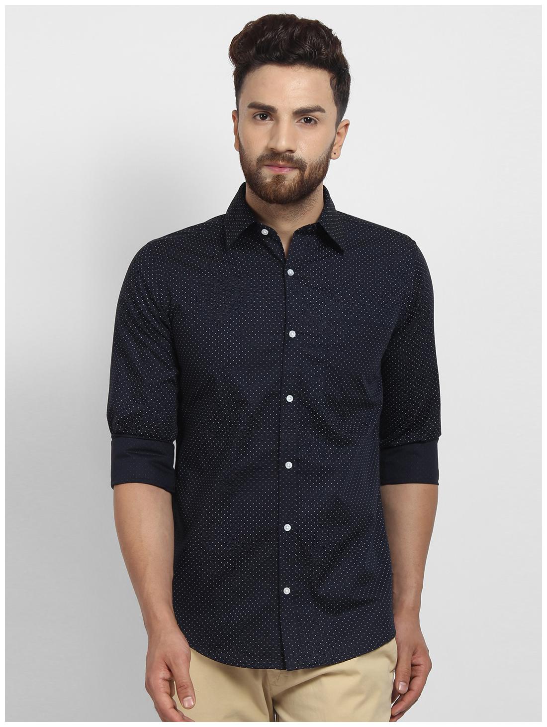 

cape canary Men Blue Printed Regular Fit Casual Shirt