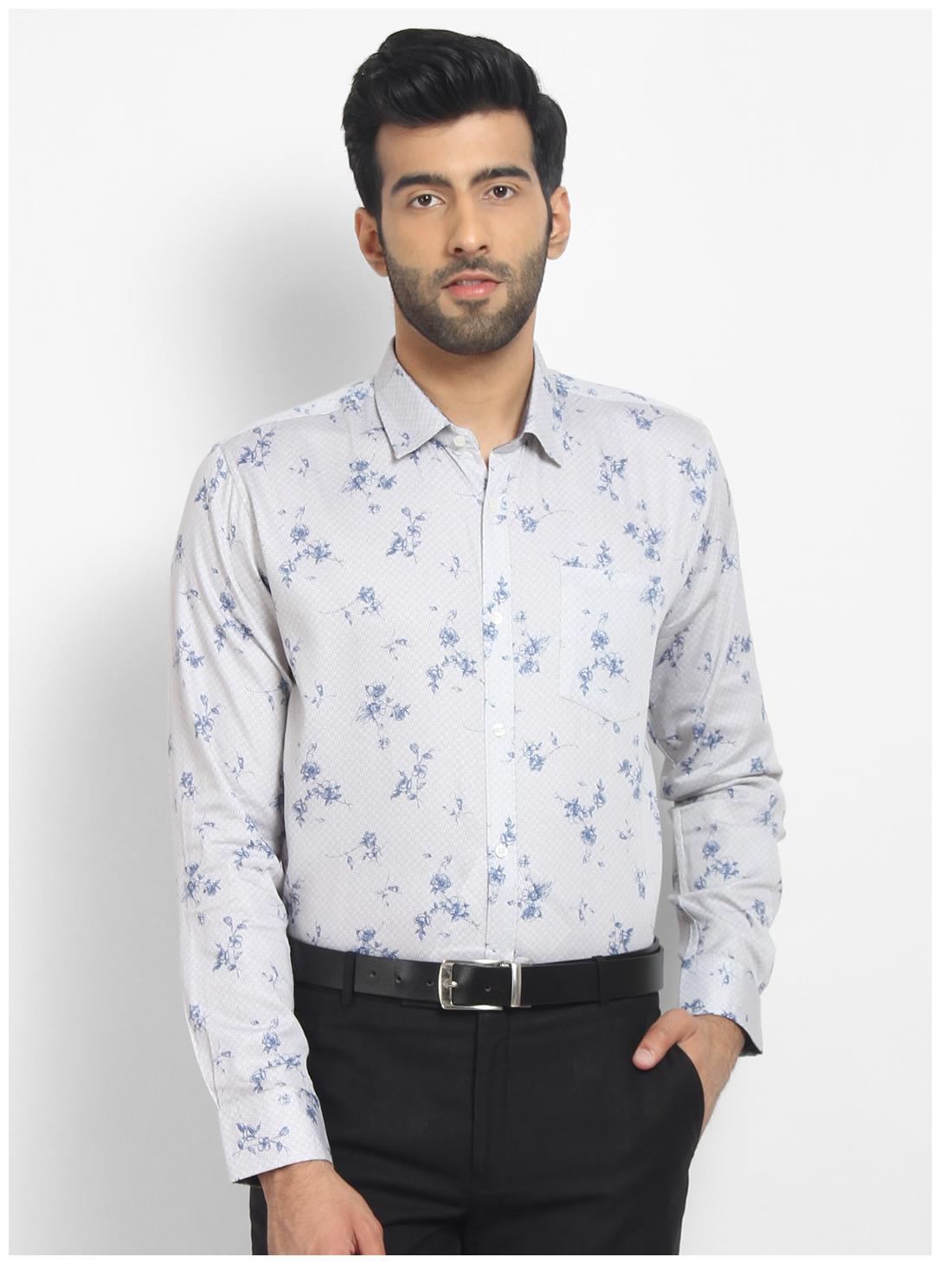 

cape canary Men Grey Printed Regular Fit Casual Shirt