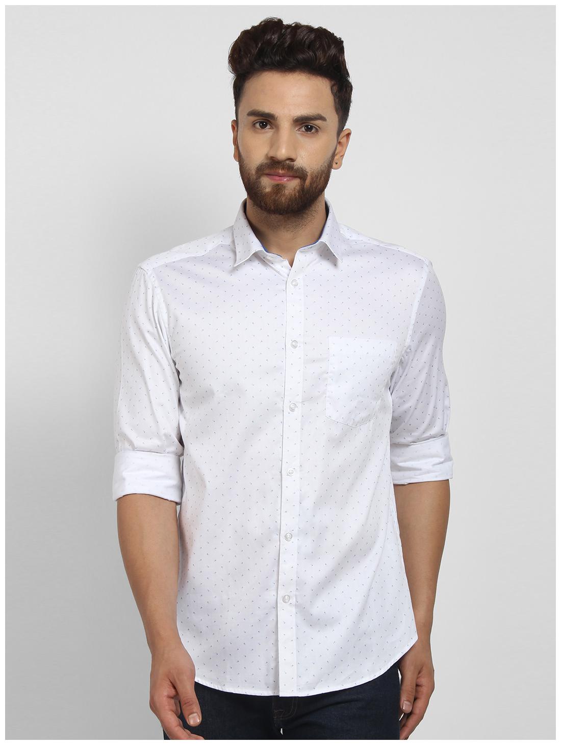 

cape canary Men White Printed Regular Fit Casual Shirt