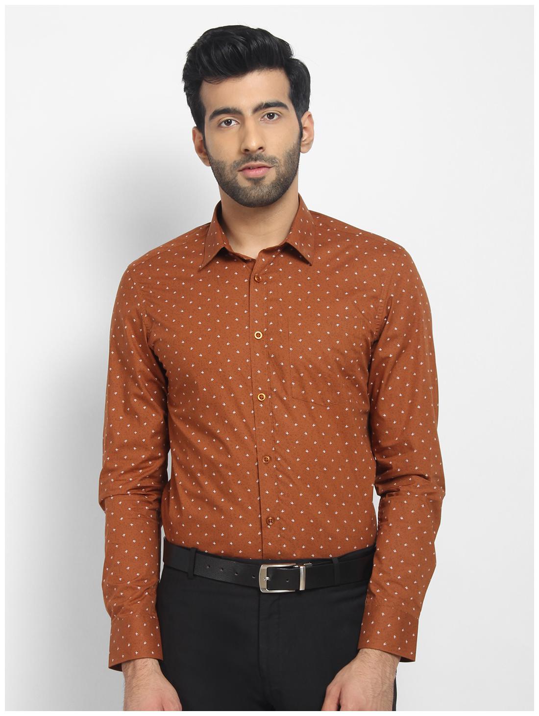 

cape canary Men Brown Printed Regular Fit Casual Shirt