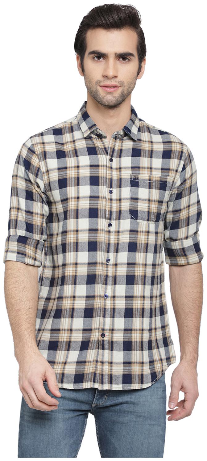 

cape canary Men Brown Checked Regular Fit Casual Shirt