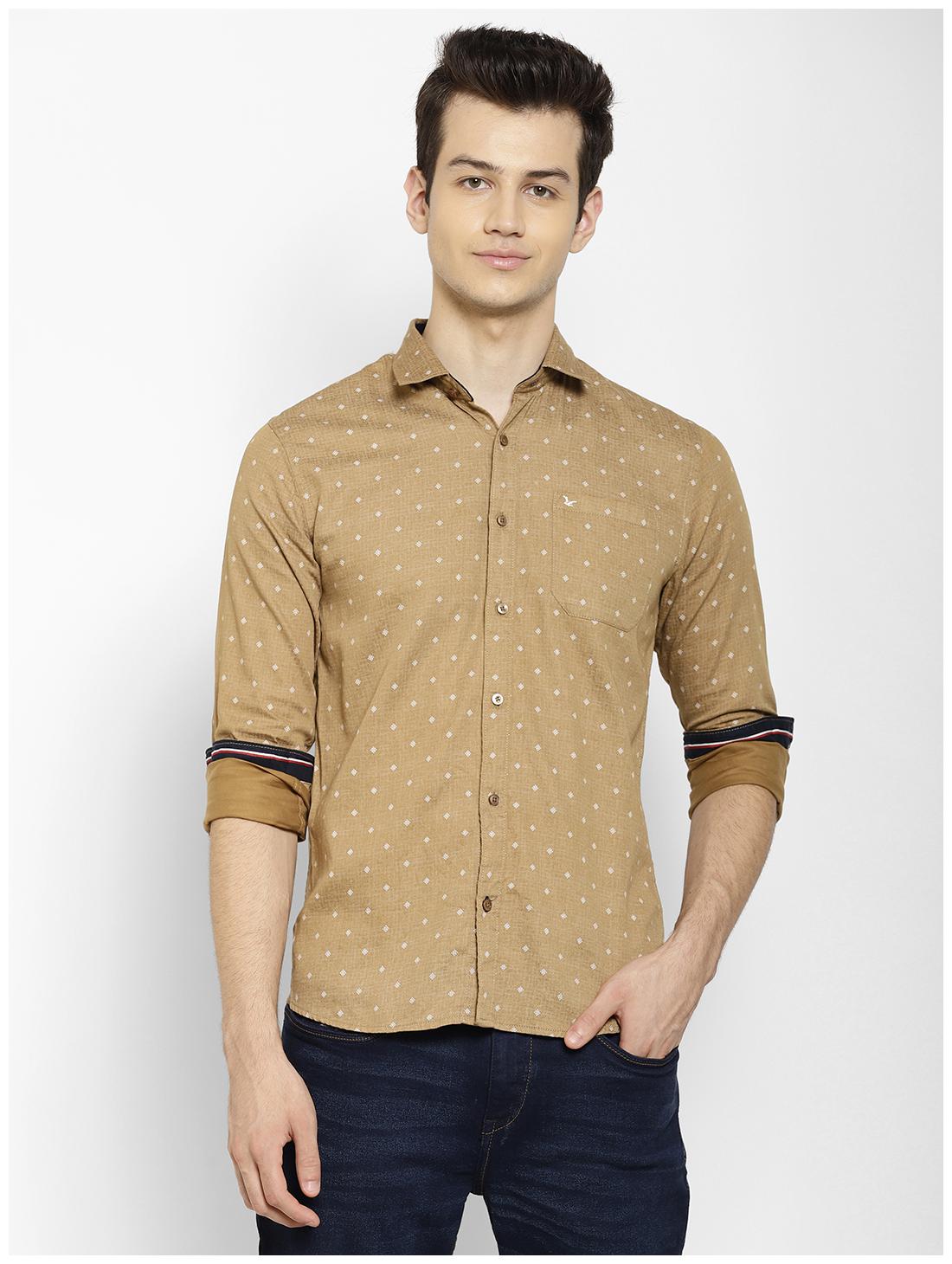 

cape canary Men Brown Printed Regular Fit Casual Shirt