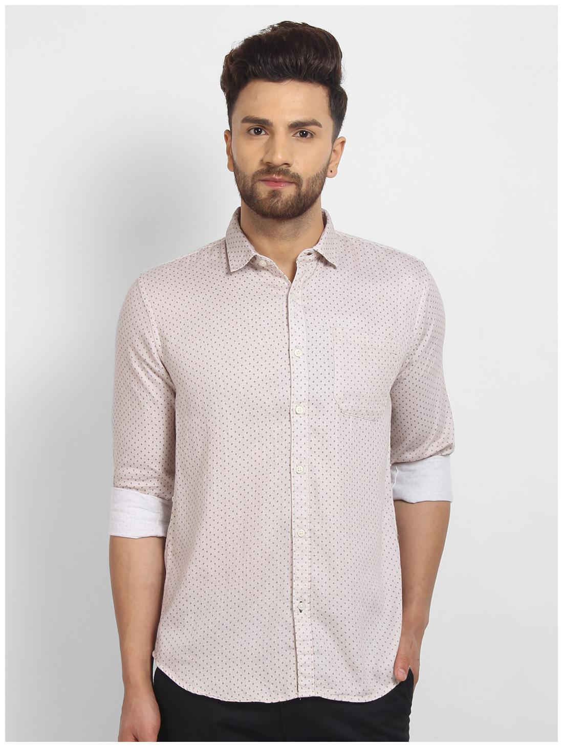 

cape canary Men Pink Printed Regular Fit Casual Shirt