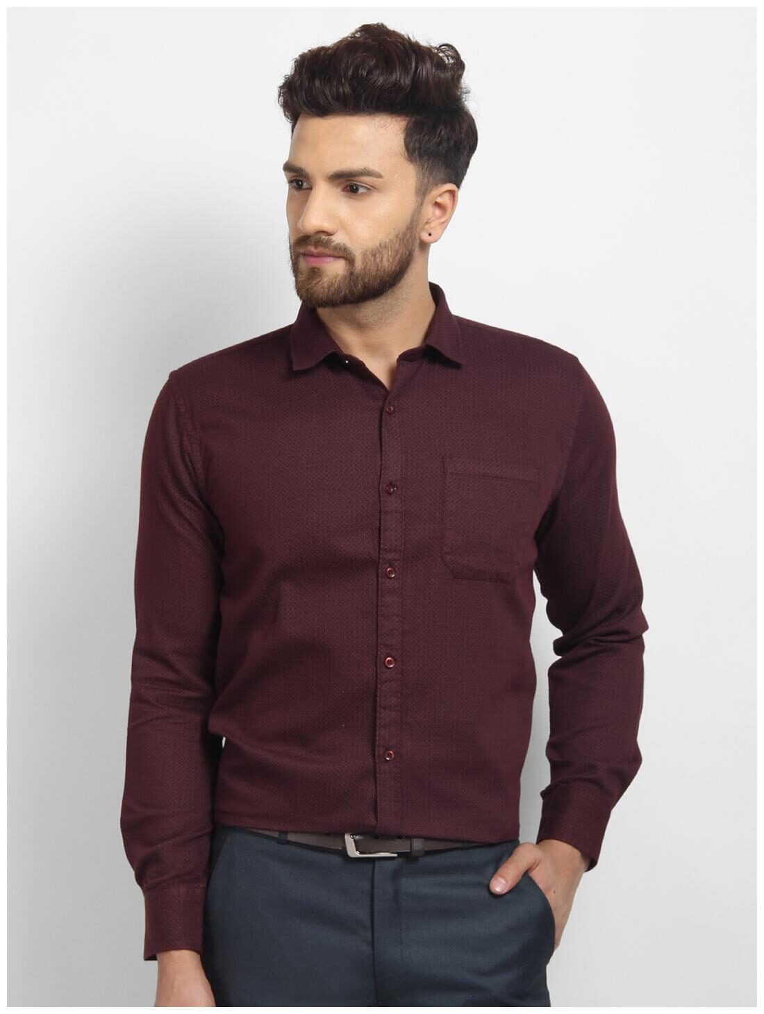 

cape canary Men Maroon Printed Regular Fit Casual Shirt