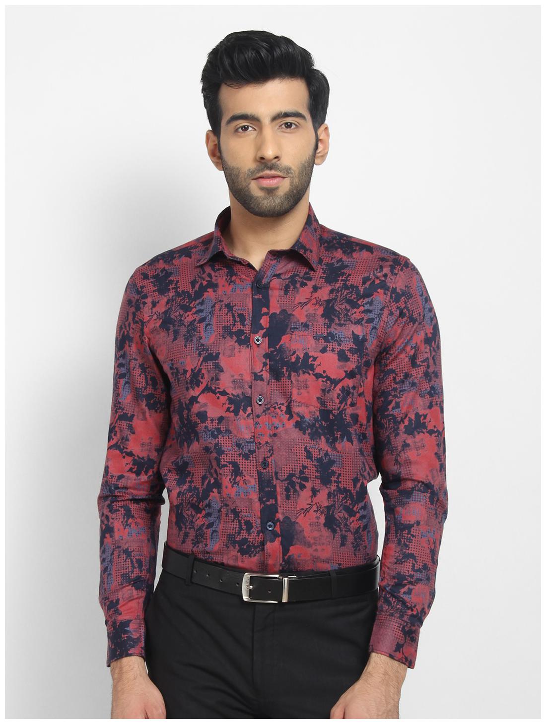 

cape canary Men Pink Printed Regular Fit Casual Shirt