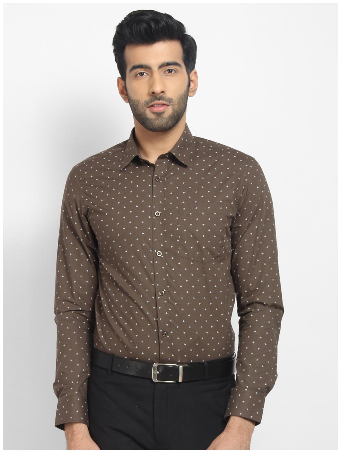 

cape canary Men Brown Printed Regular Fit Casual Shirt