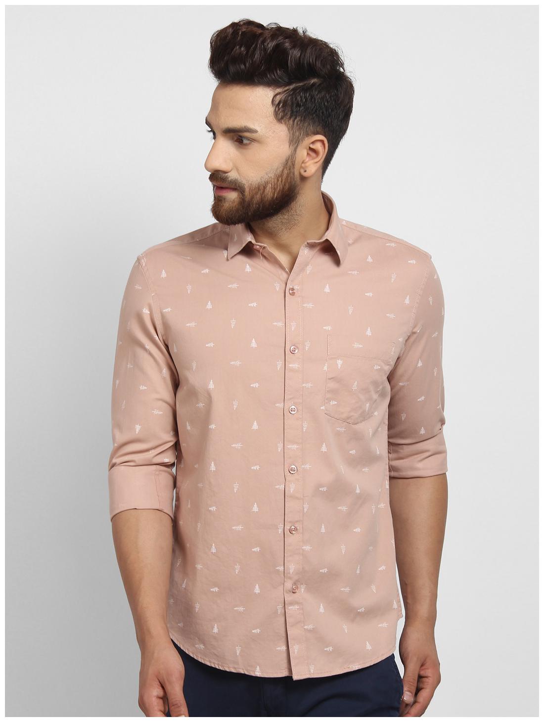 

cape canary Men Pink Printed Regular Fit Casual Shirt