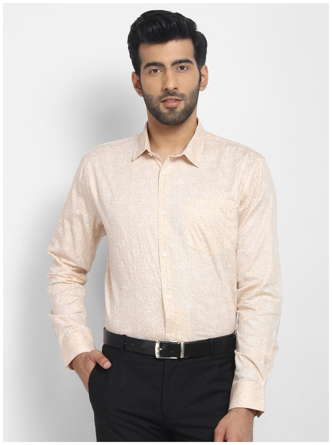 

cape canary Men Beige Printed Regular Fit Casual Shirt