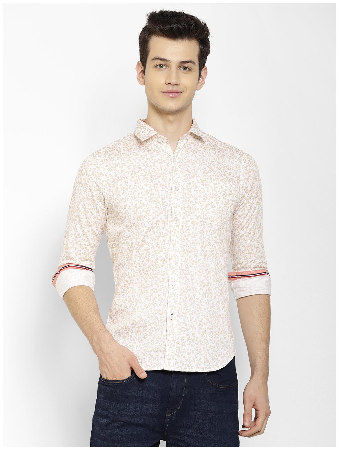 

cape canary Men Beige Printed Regular Fit Casual Shirt