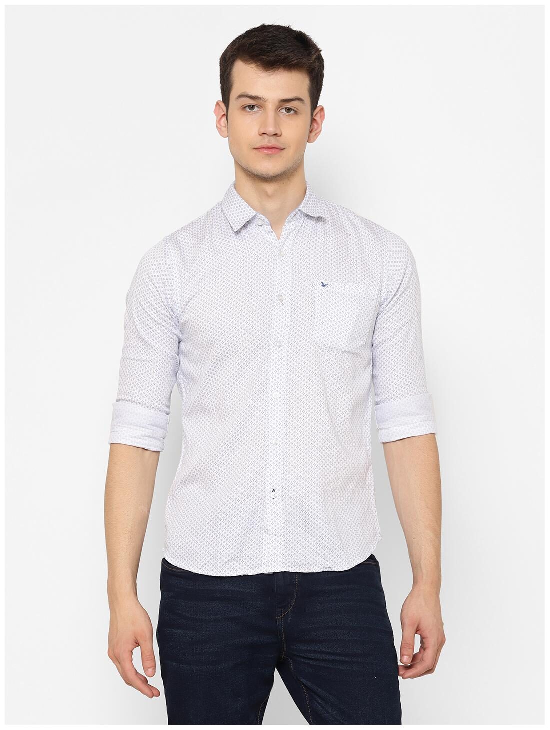 

cape canary Men White Printed Regular Fit Casual Shirt