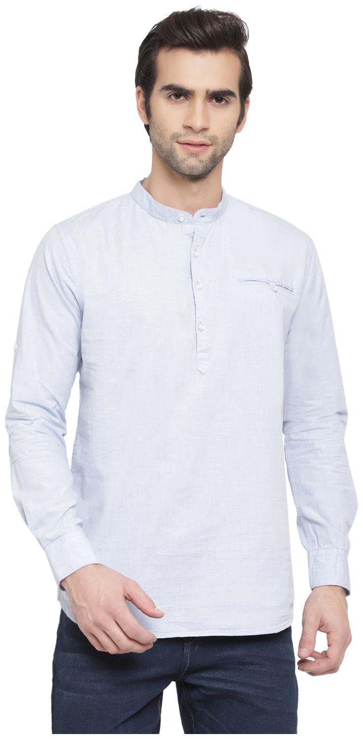 

cape canary Men Blue Solid Regular Fit Casual Shirt