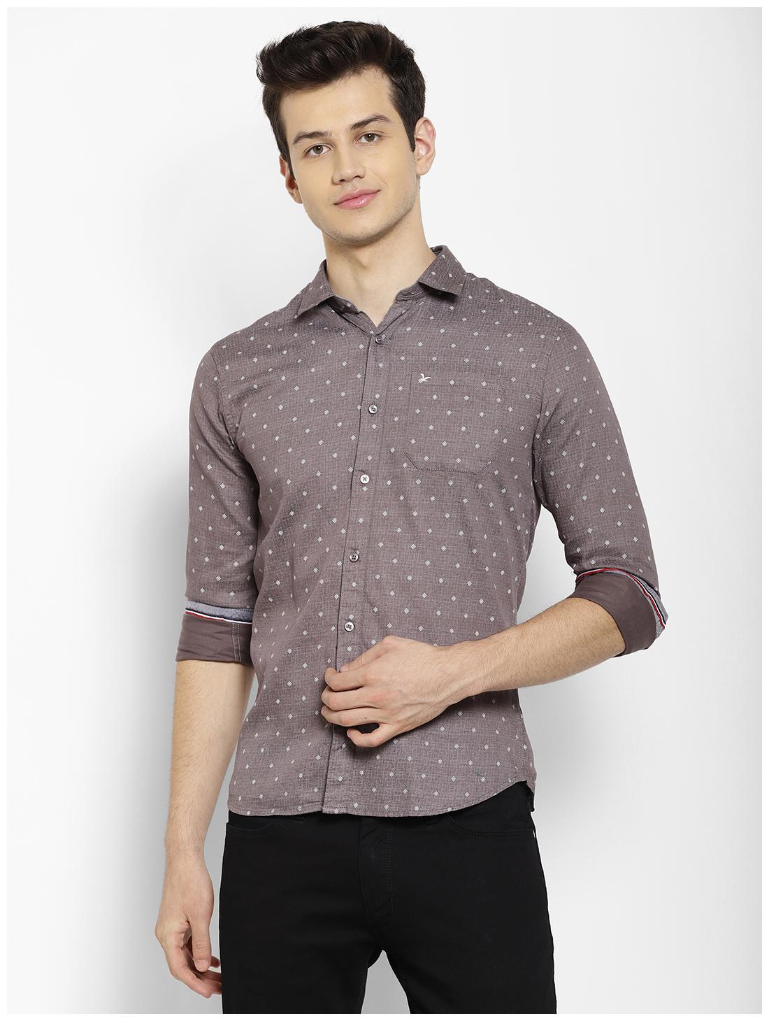 

cape canary Men Grey Printed Regular Fit Casual Shirt