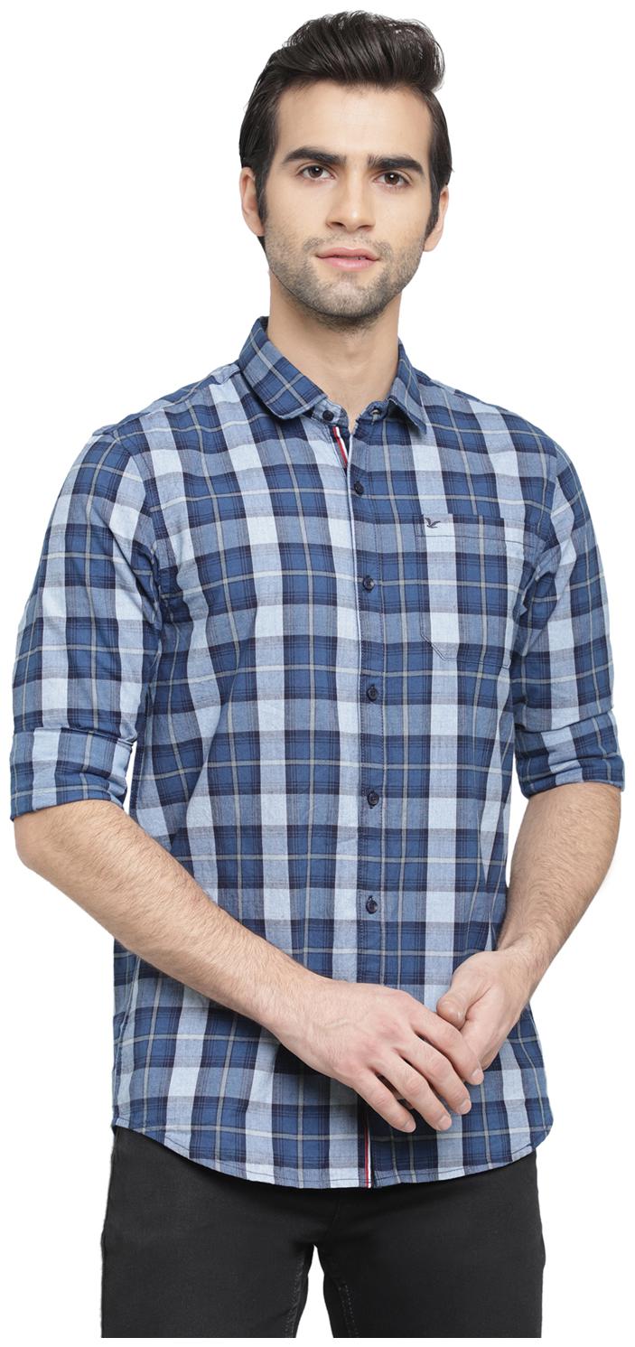 

cape canary Men Blue Polka Dots Regular Fit Casual Shirt
