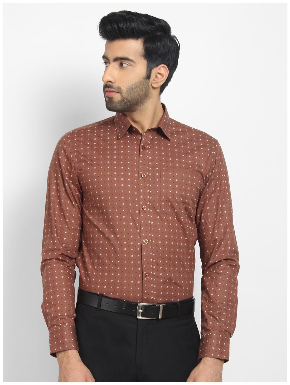 

cape canary Men Brown Printed Regular Fit Casual Shirt