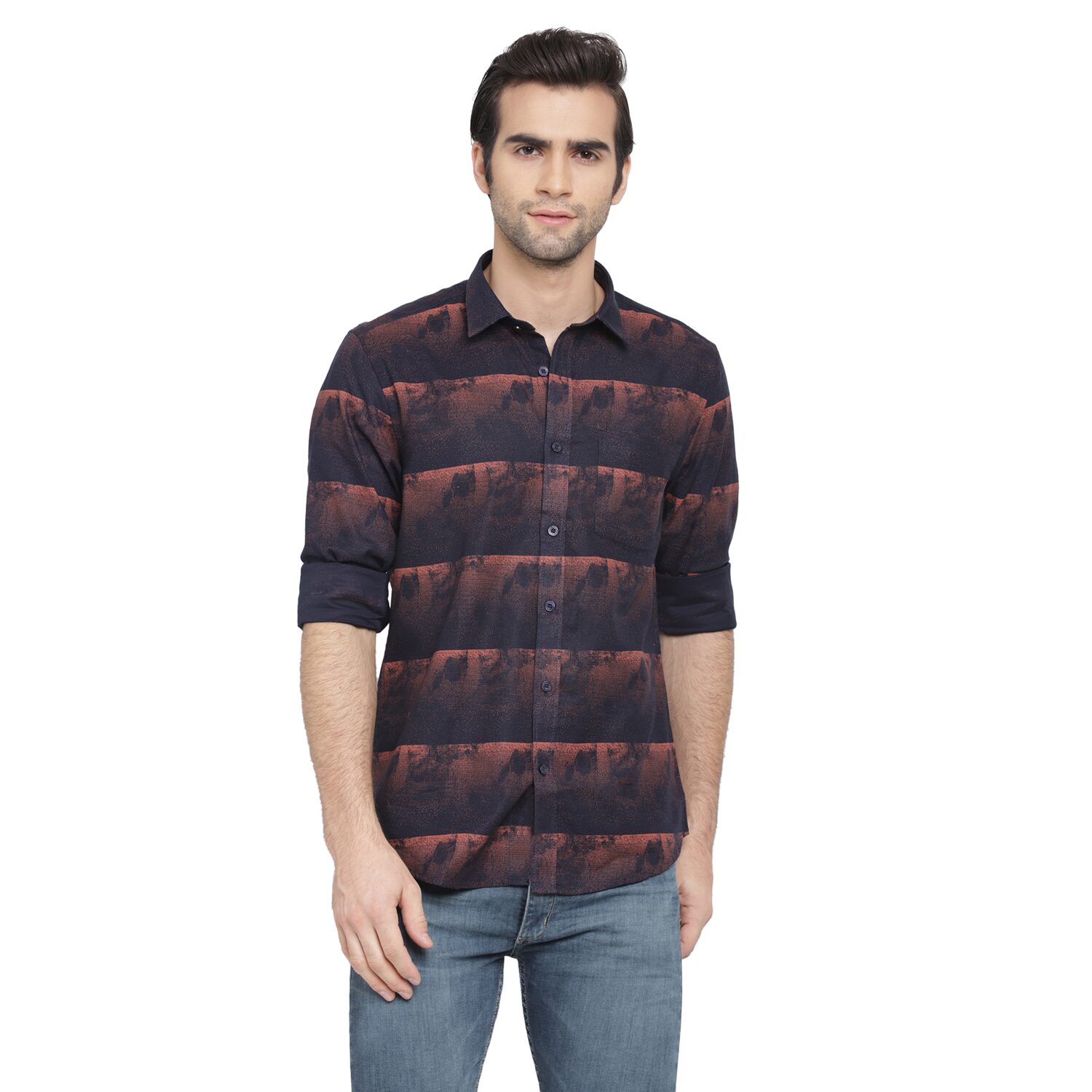 

cape canary Men Red Printed Regular Fit Casual Shirt