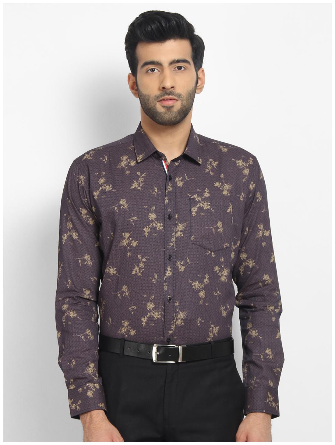 

cape canary Men Grey Printed Regular Fit Casual Shirt
