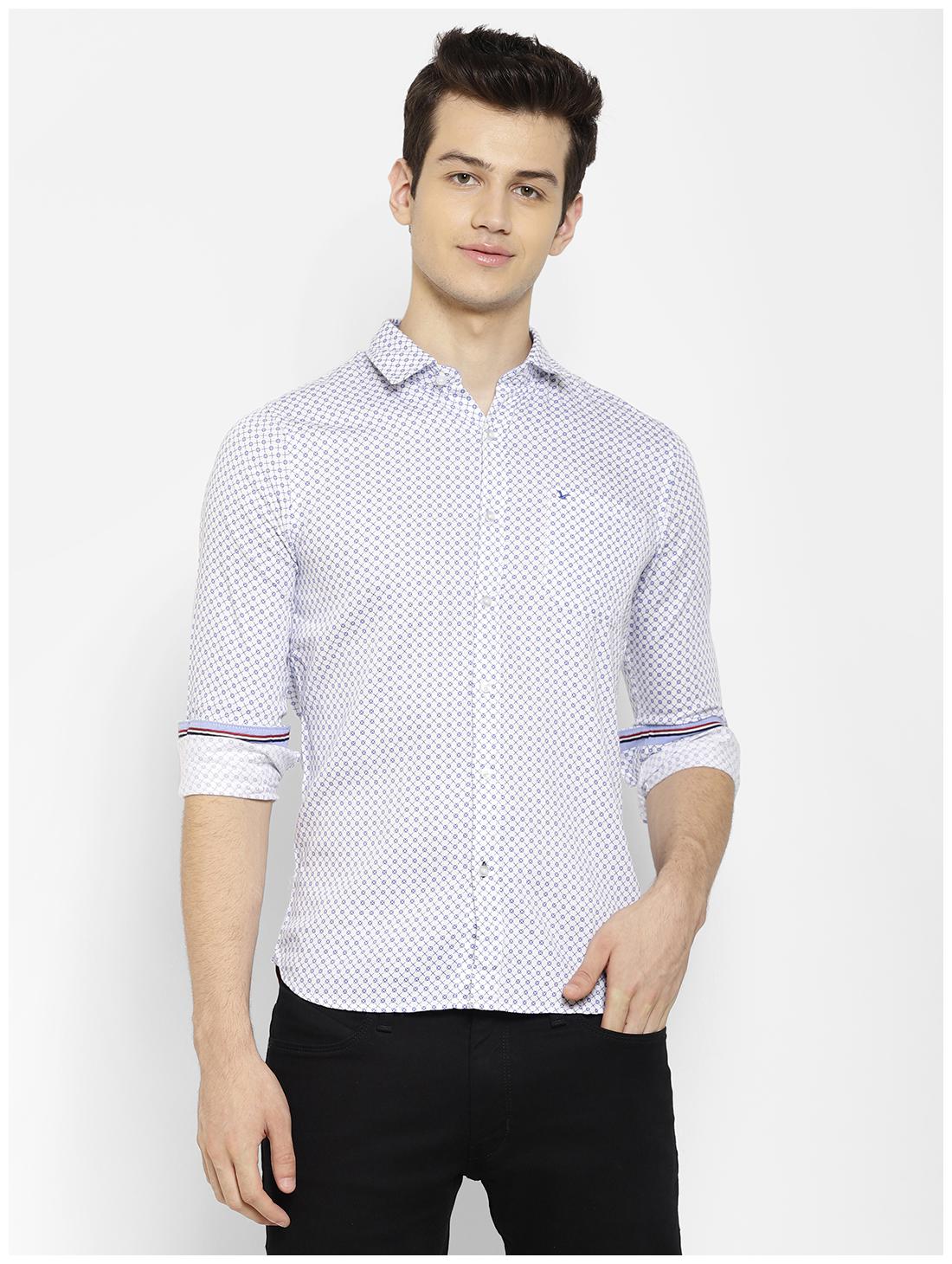 

cape canary Men Blue Printed Regular Fit Casual Shirt