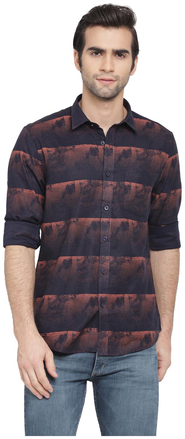 

cape canary Men Red Printed Regular Fit Casual Shirt