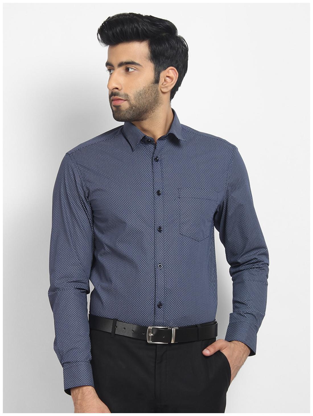 

cape canary Men Blue Printed Regular Fit Casual Shirt