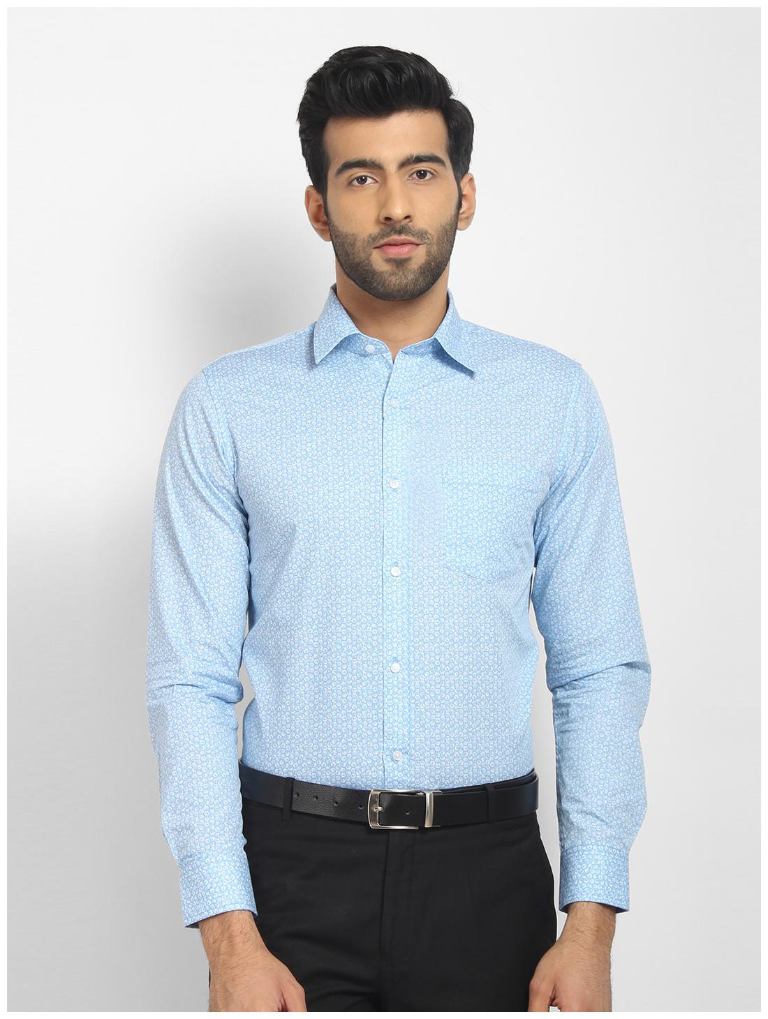 

cape canary Men Blue Printed Regular Fit Casual Shirt