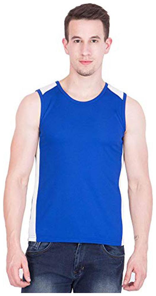 

CaptoFit Round Neck Sleeveless Polyester T-Shirts Men Color Royal bue White
