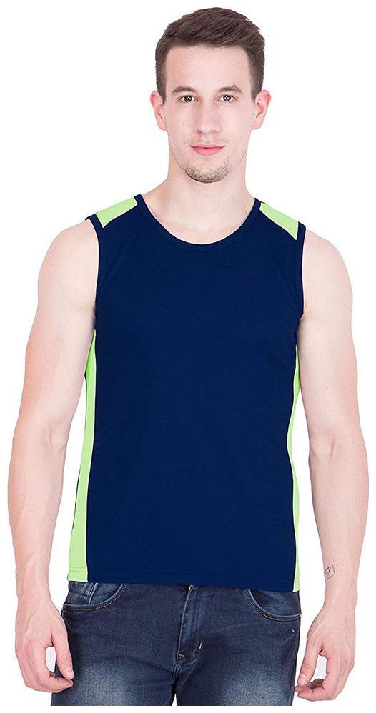 

CaptoFit Round Neck Sleeveless Polyester T-Shirts Men Color Blue Neon Green