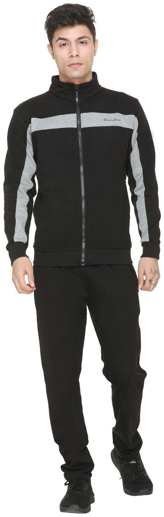 

Caracas Men s Fleece Track Suit For Gym And Sports -Black