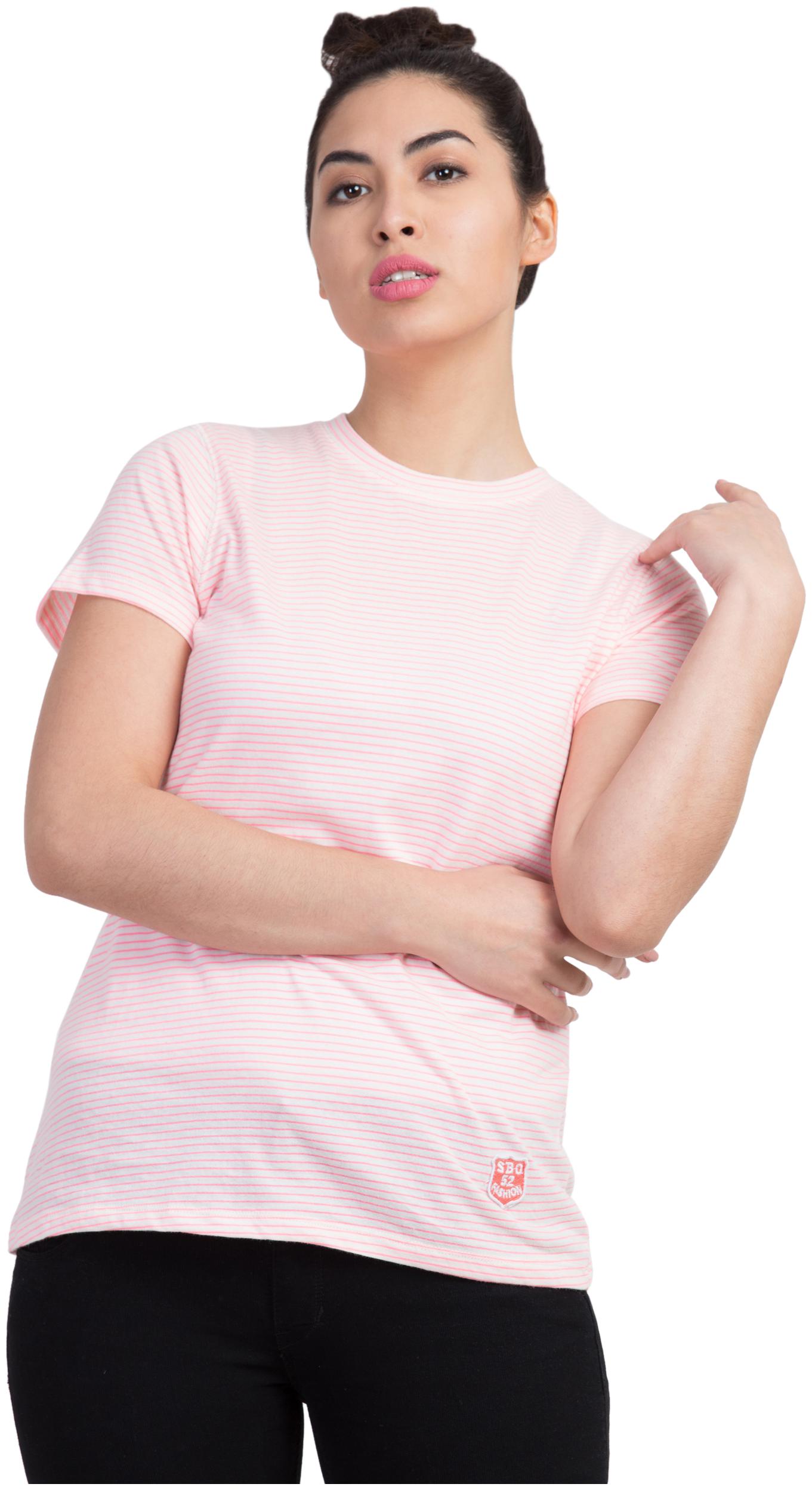 

SBO FASHION Women Pink Regular fit Round neck Cotton T shirt