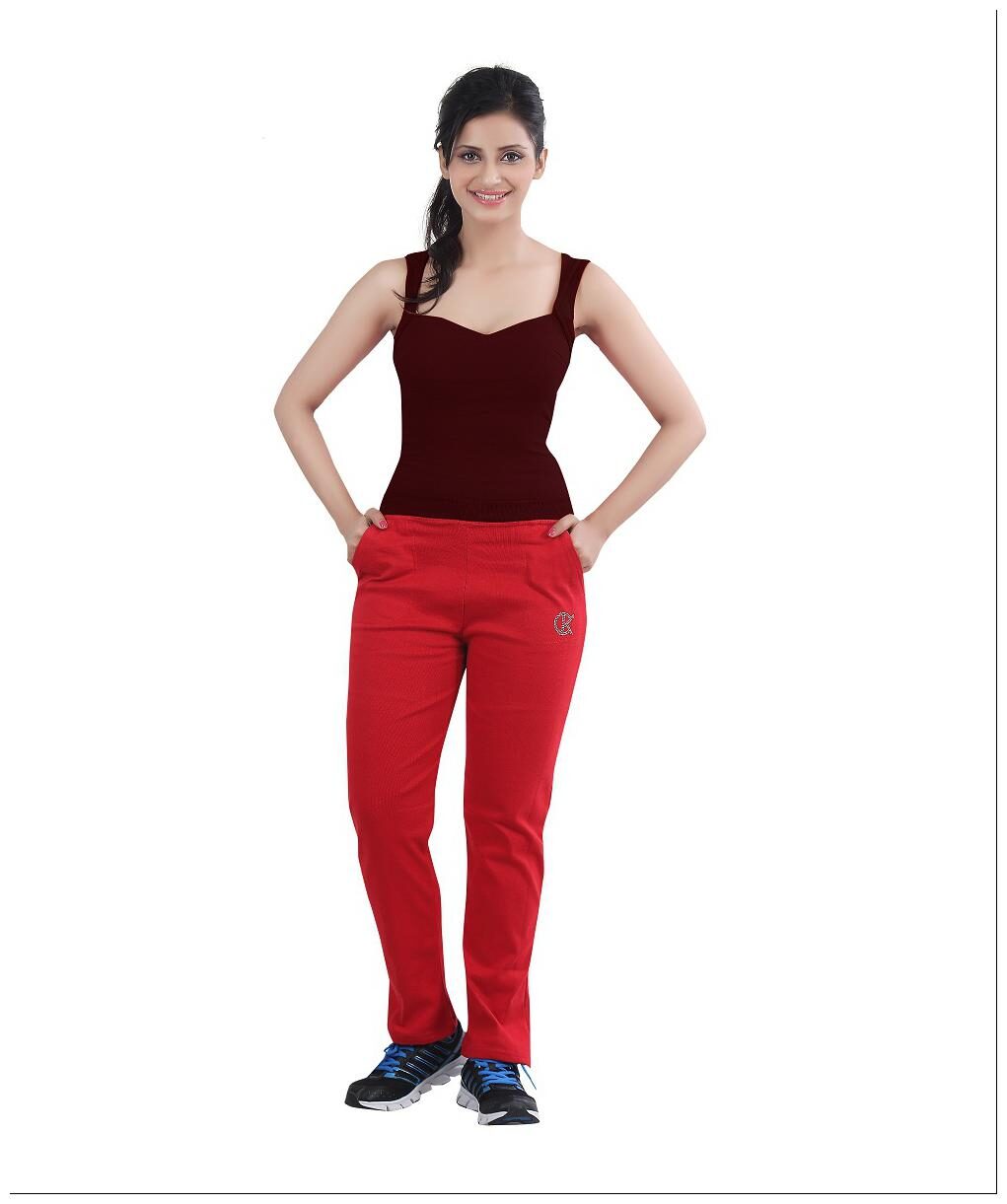 

Bfly Women Regular fit Cotton Solid Track pants - Red