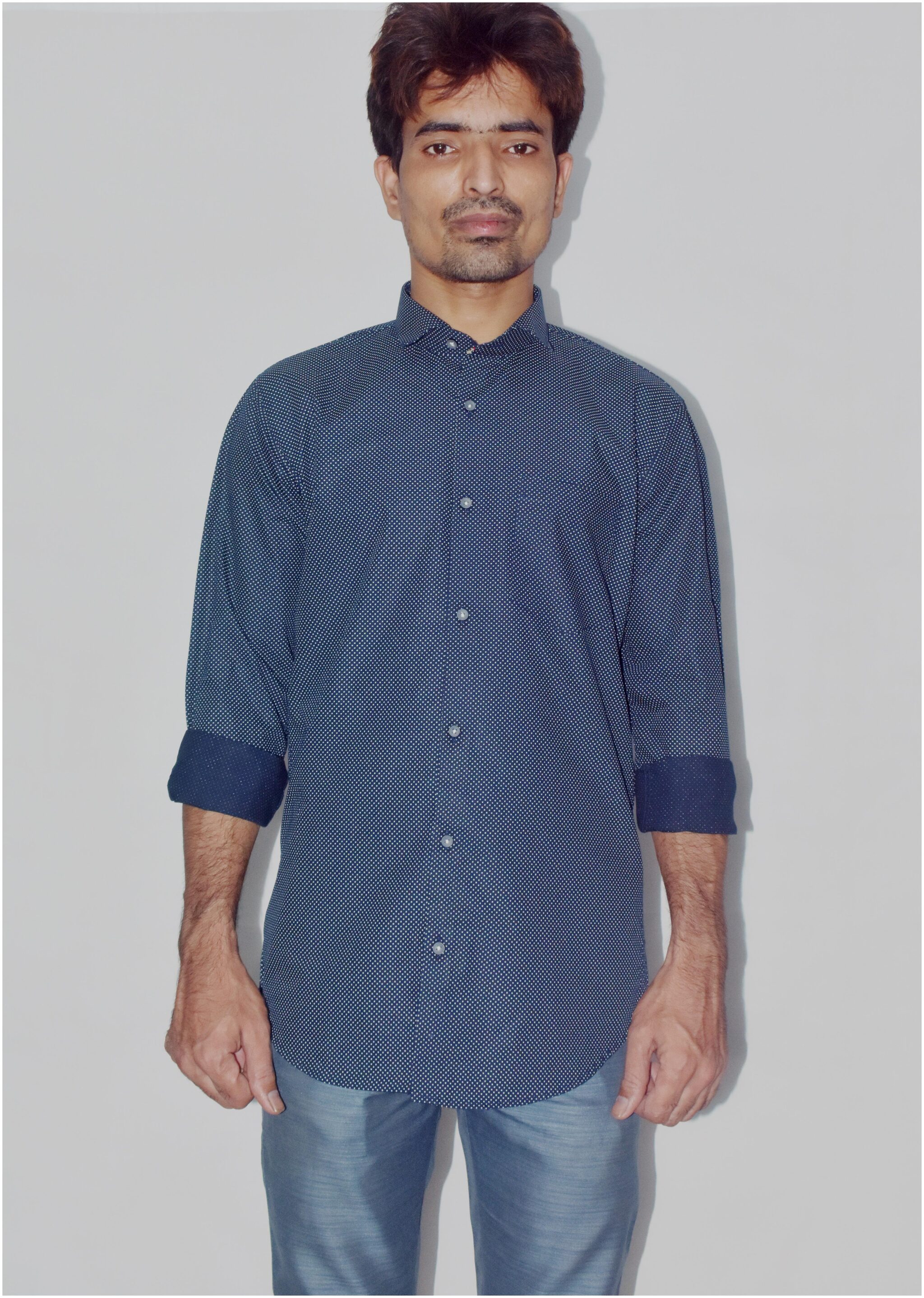 

PETER JOHN Men Navy Blue Solid Slim Fit Casual Shirt