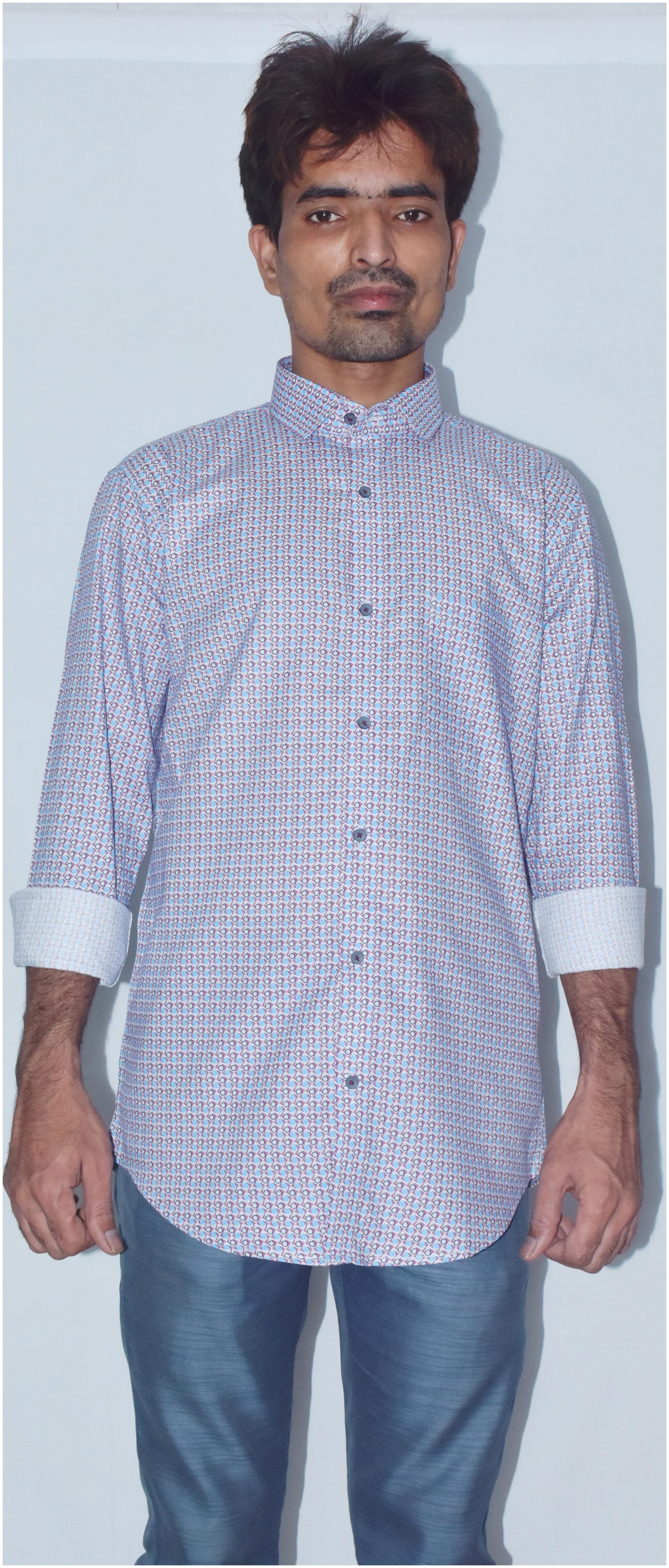 

PETER JOHN Men Purple Printed Slim Fit Casual Shirt