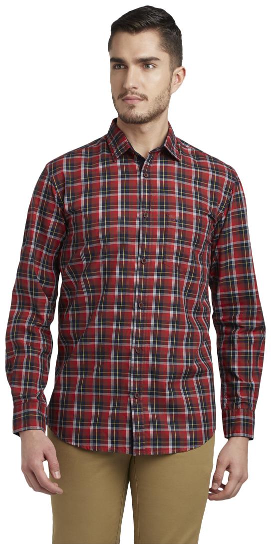 

ColorPlus Men Red Checked Slim Fit Casual Shirt