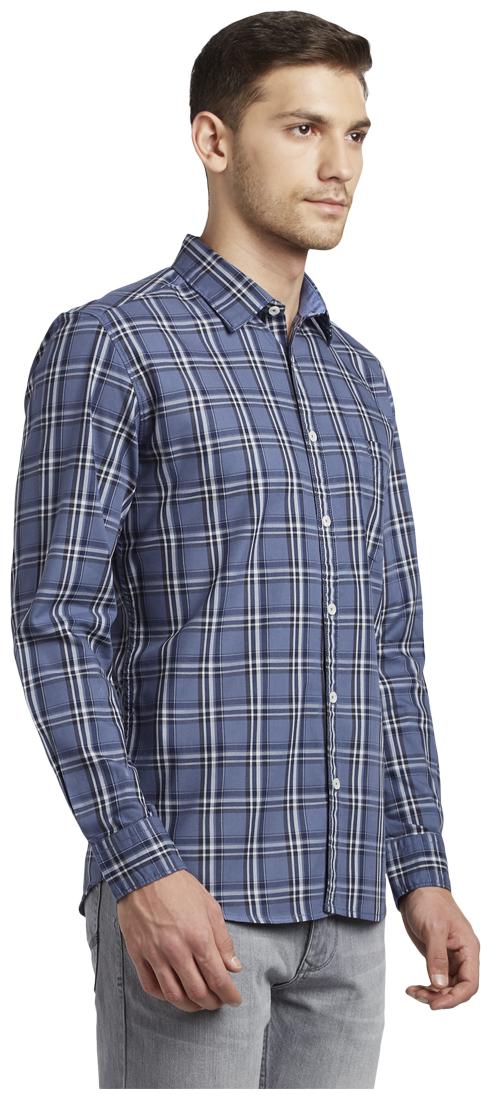 

Parx Men Blue Checked Slim Fit Casual Shirt