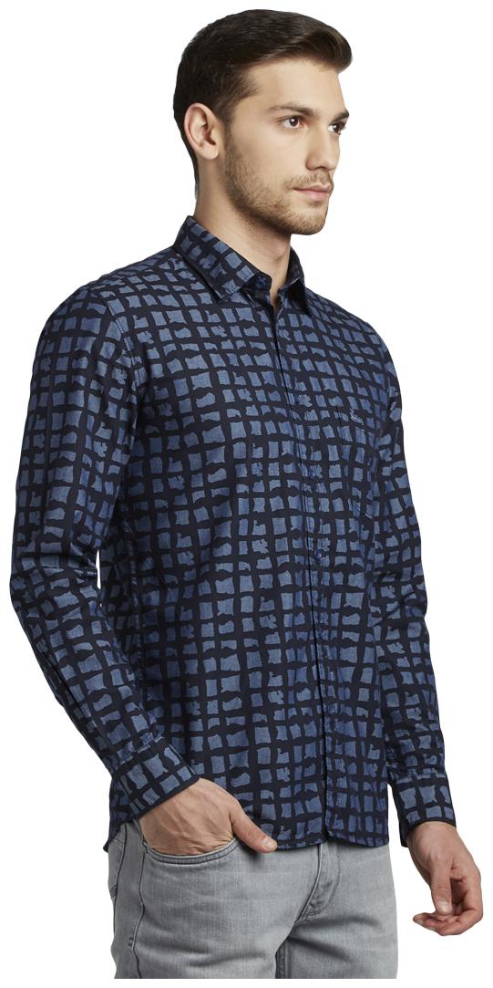 

Parx Men Blue Printed Slim Fit Casual Shirt