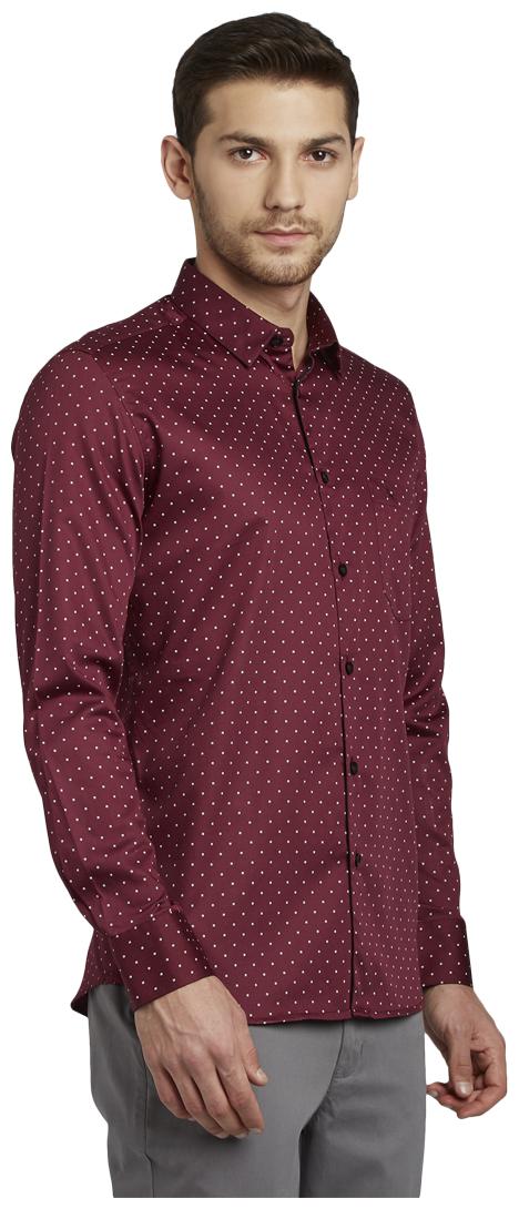 

Parx Men Red Printed Slim Fit Casual Shirt