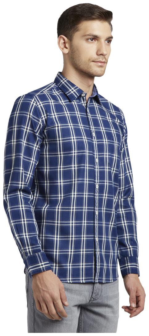 

Parx Men Blue Checked Slim Fit Casual Shirt