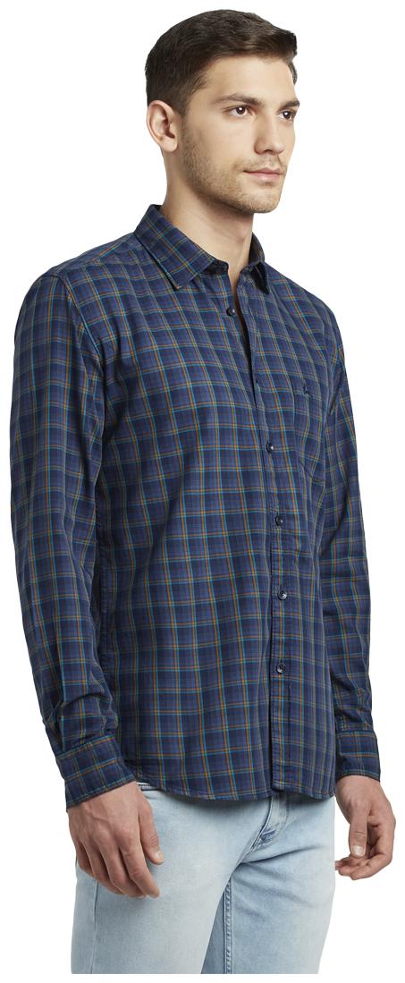 

Parx Men Blue Checked Slim Fit Casual Shirt